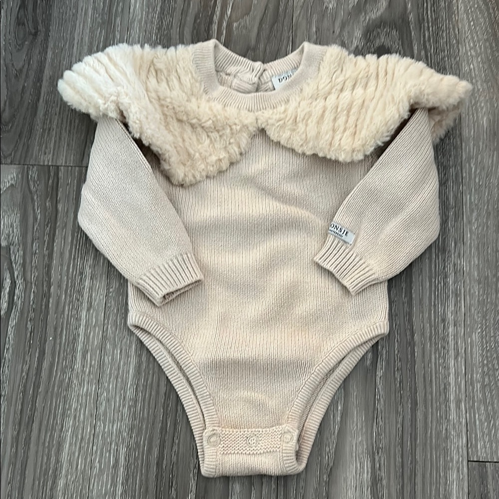 Cream Bodysuit with Textured Ruffled Design